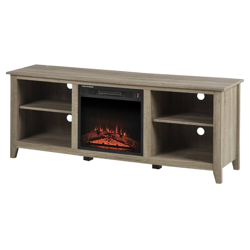 HOMCOM 2-IN-1 Design TV Stand and Electric Fireplace with 4 Cable Management, LED Flame, Fits for 65'' TV