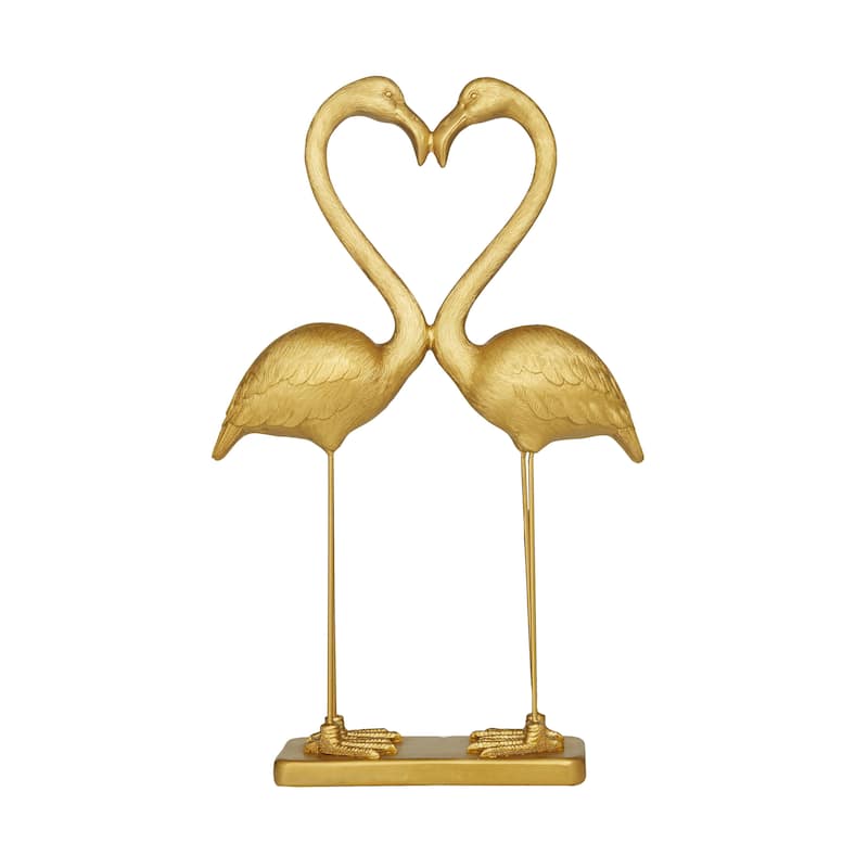 Radiant Gold Polystone Flamingo Decorative Sculpture