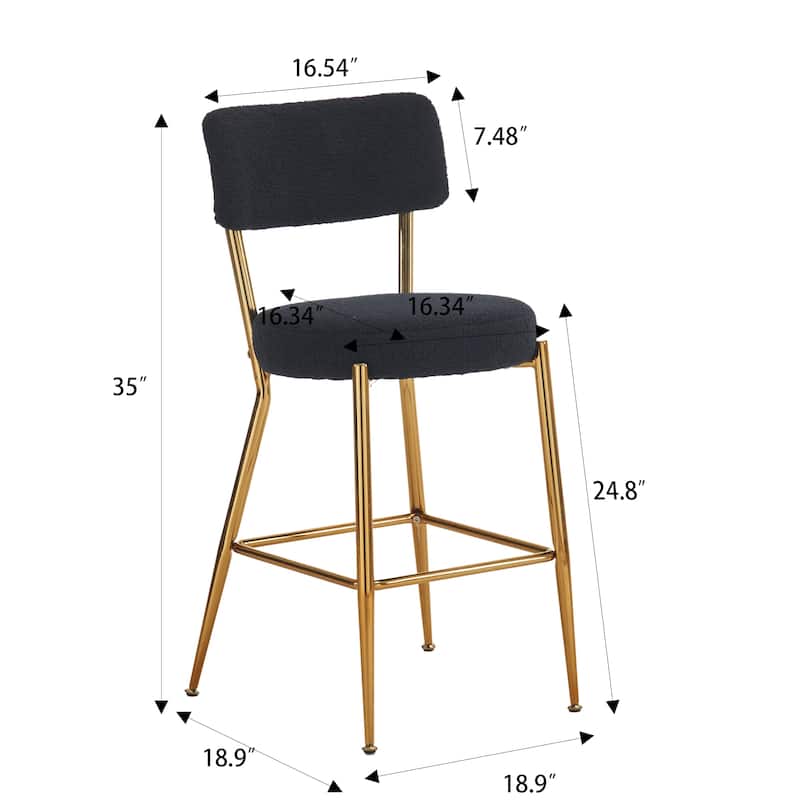 Teddy fabric Gold Legs upholstered bar stools,set of Teddy fabric Gold Legs upholstered bar stools,set of 2