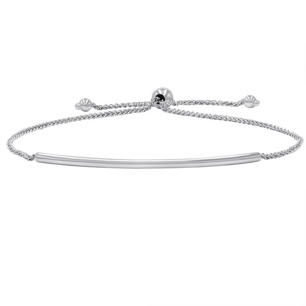 Amanda Rose Bar Bolo Bracelet in 14k White Gold (Adjustable)