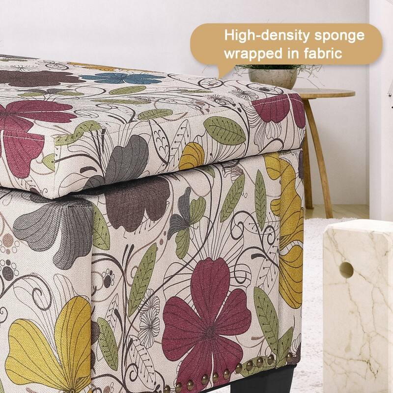 Adeco Storage Ottoman Rectangular Bench Fabric Assembly Required