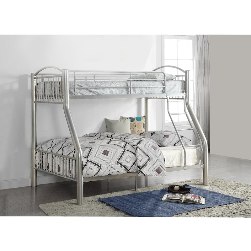 Metal Twin/Full Bunk Bed, Silver