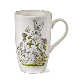 Easter Bunny Rabbit in Clover Tall Coffee Tea Mug White Bone