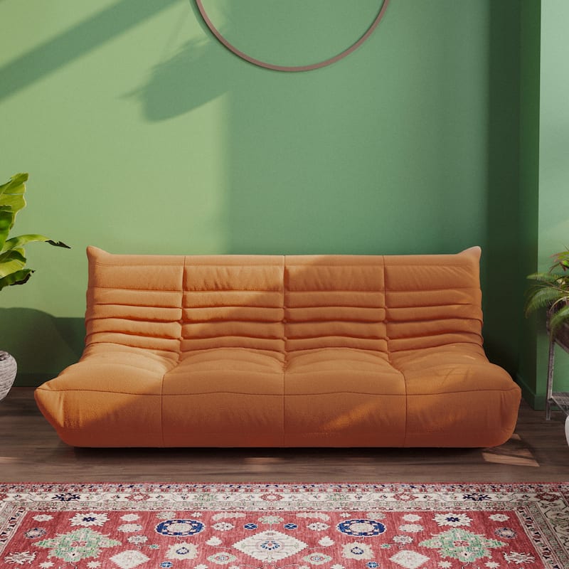 69"Teddy Fabric Upholstery Lounge Floor Couch For Living Room - Tan