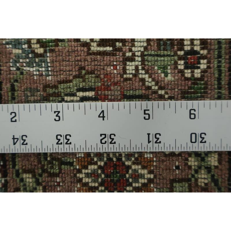 Hand Knotted Oriental 100% Wool Carpet Traditional Geometric Beige & Ivories Tabriz-Mahi Area Rug - 6' 5'' X 9' 9''