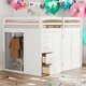 preview thumbnail 22 of 38, Full Size Wood Loft Bed With Built-in Wardrobes,Cabinets and Drawers