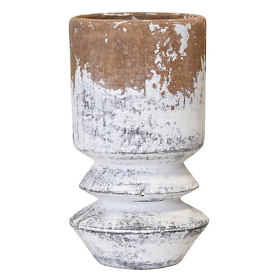 Harp & Finial Baden Vase - Cream and Terracotta Finish on Ceramic