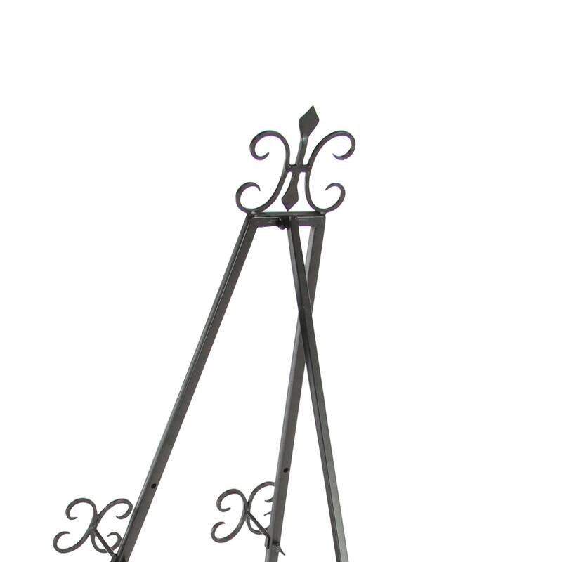 Metal Scroll Tall Adjustable Display Stand Floor 3 Tier Easel with Chain Support - Black - Roche River Decor