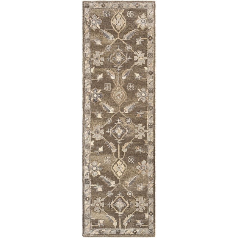 Livabliss Traditional Caesar Border Area Rug - 2'6" x 8' - Dark Brown