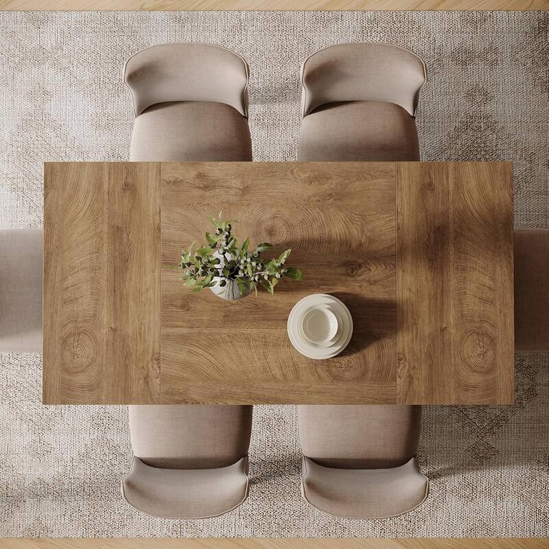 55 Inches Wood Dining Table for 4 to 6, Brown
