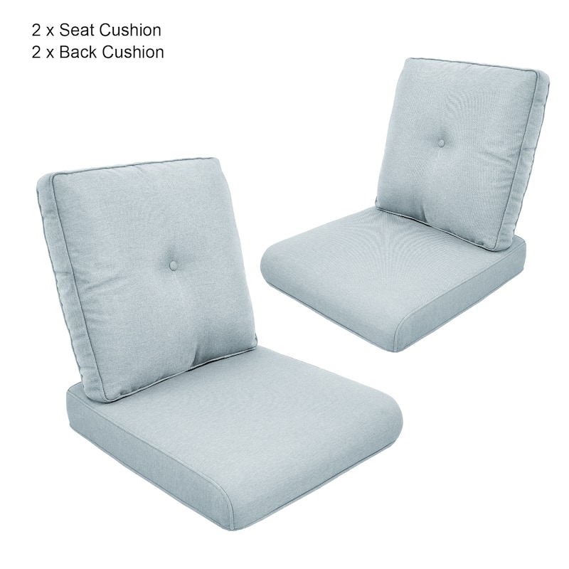 22 in x 24 in Outdoor Chair Deep Seat Replacement Cushion - N/A - 2Pack-Baby Blue