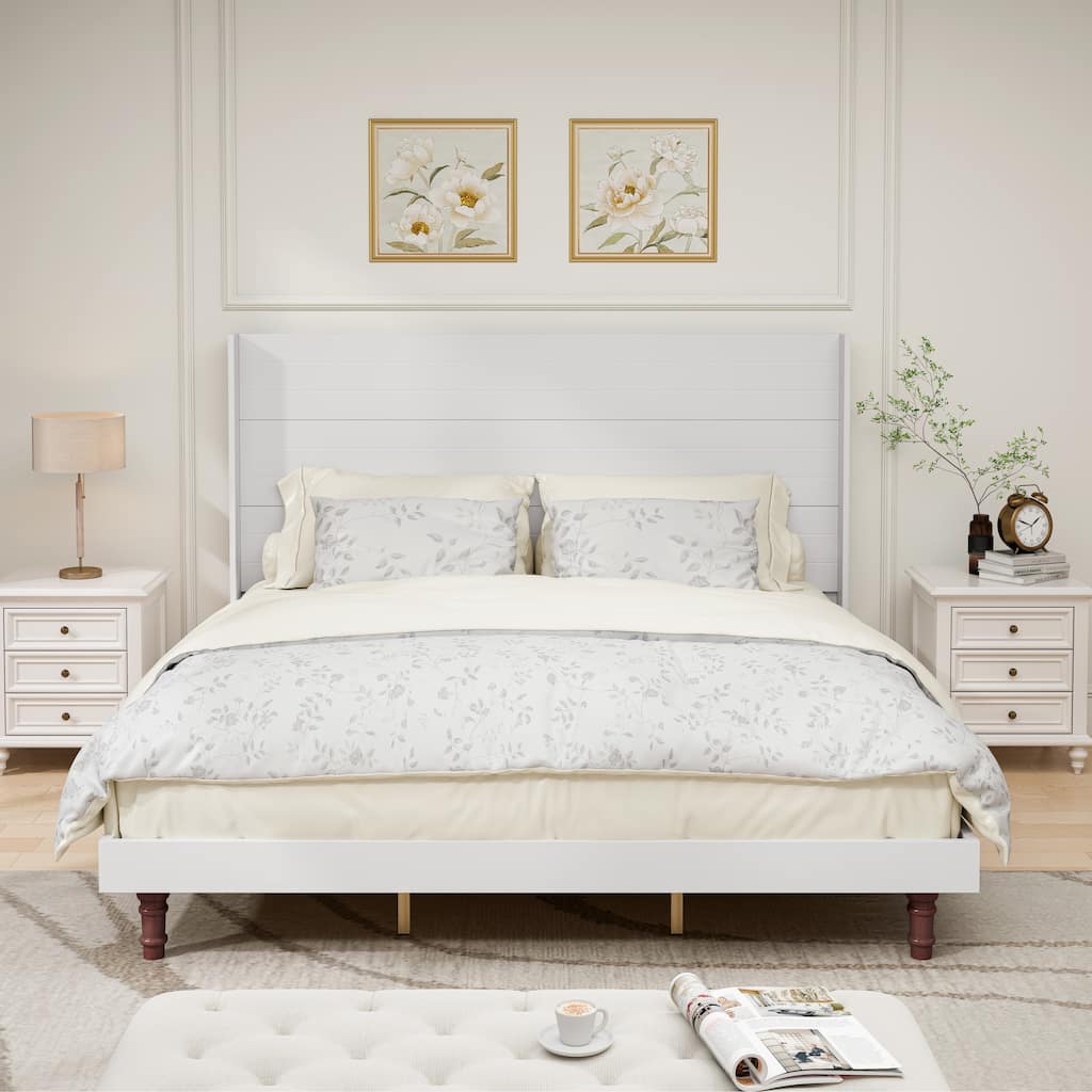 King Size Platform Bed Elegant High Headboard Bed Comfortable High Back Design