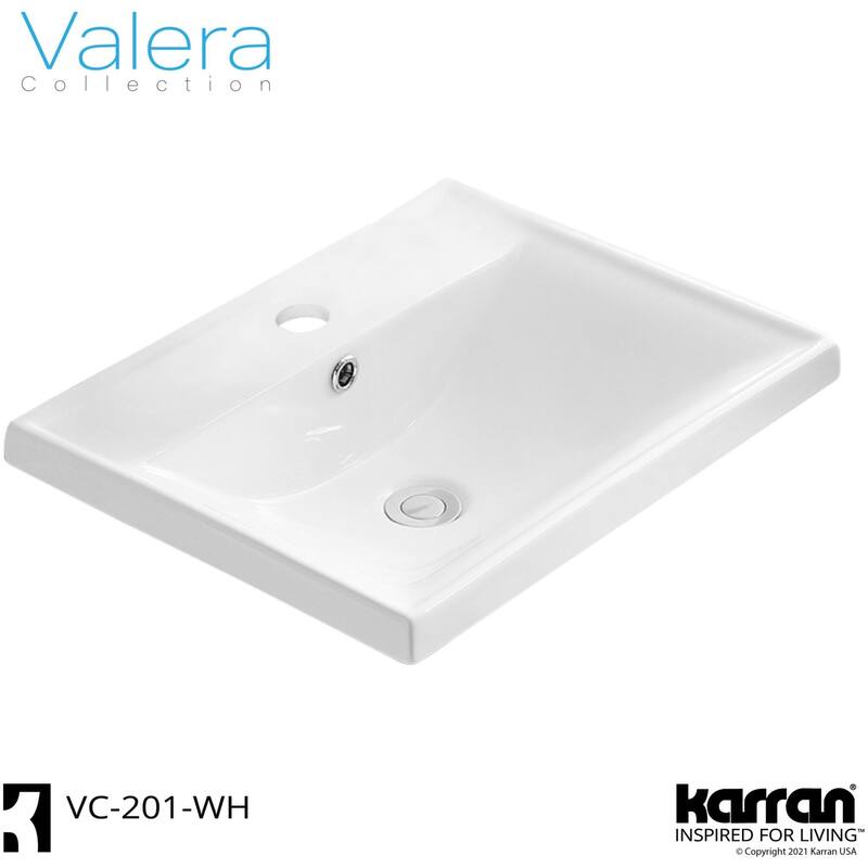 Karran USA VC-201 Valera 20-3/8" Rectangular Vitreous China Drop In