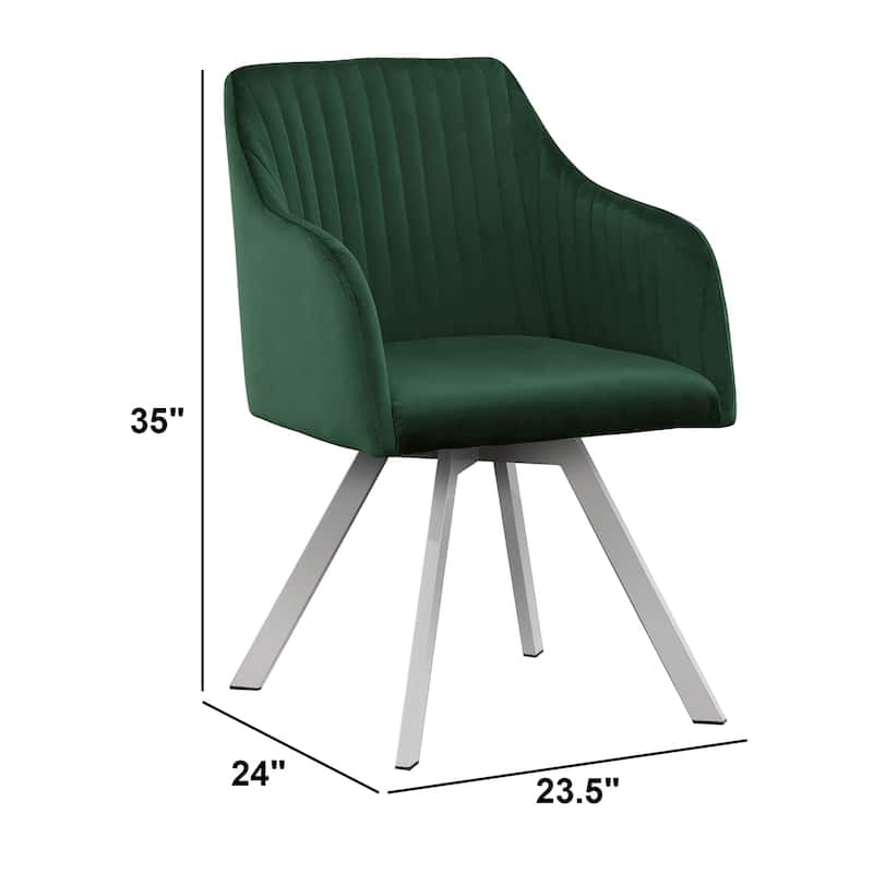 Silver/Green Fabric Upholstered Metal Frame Dining Chair, Sturdy Dining Chair for Dining Rooms - 22.75
