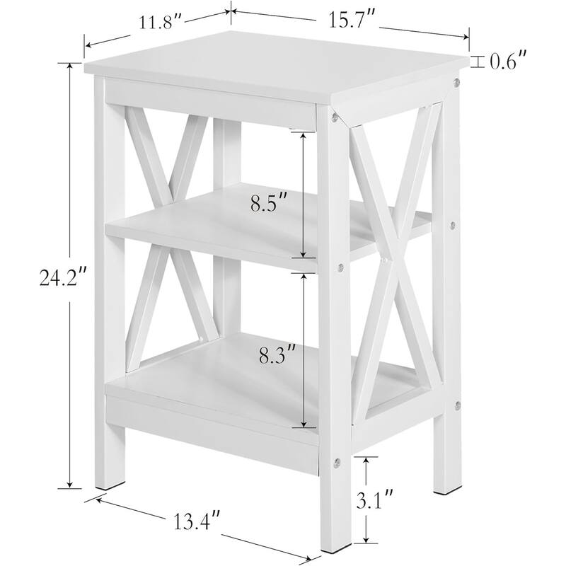 VECELO Modern Nightstand with 3-tier Storage Shelves