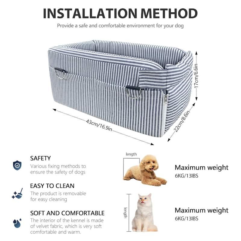 WOWMAX Small Dog Car Seat for Center Console Pet Booster Seat for Car Cat Carrier