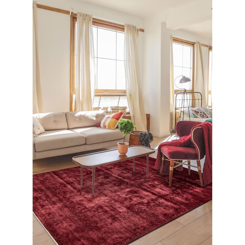 ECARPETGALLERY Hand-knotted Vibrance Burgundy Wool Rug - 8'10 x 11'6