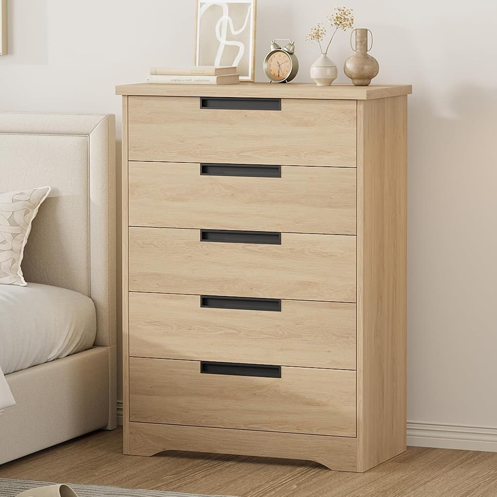 Natural 5 Drawer Dresser for Bedroom, Living Room, Nursery