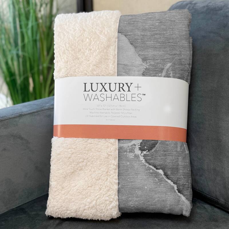 Premium Machine Washable Abstract Contemporary Sherpa Throw Blanket