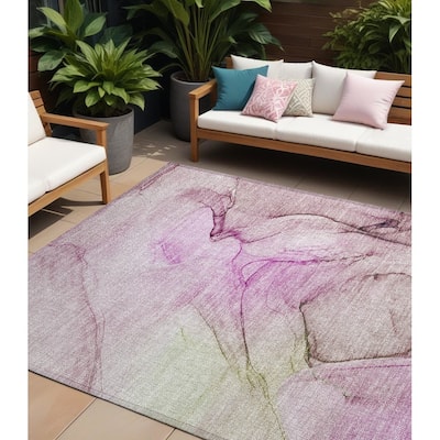 Gaz Modern Art-Inspired Weather Resistant Classic Meets Modern Outdoor Rug