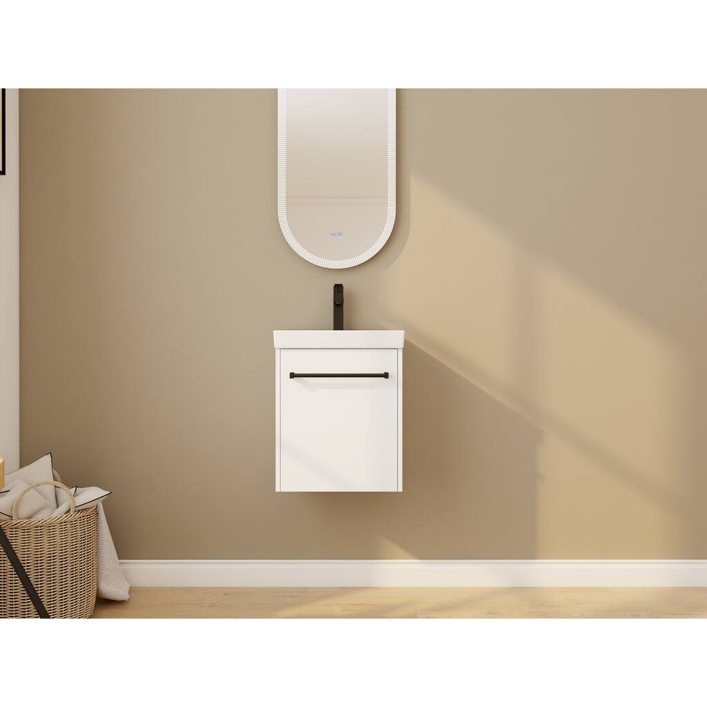 GDFStudio - Amelia 18" Floating Bathroom Vanity with Ceramic Sink and Soft-Close Cabinet, Space-Saving Design
