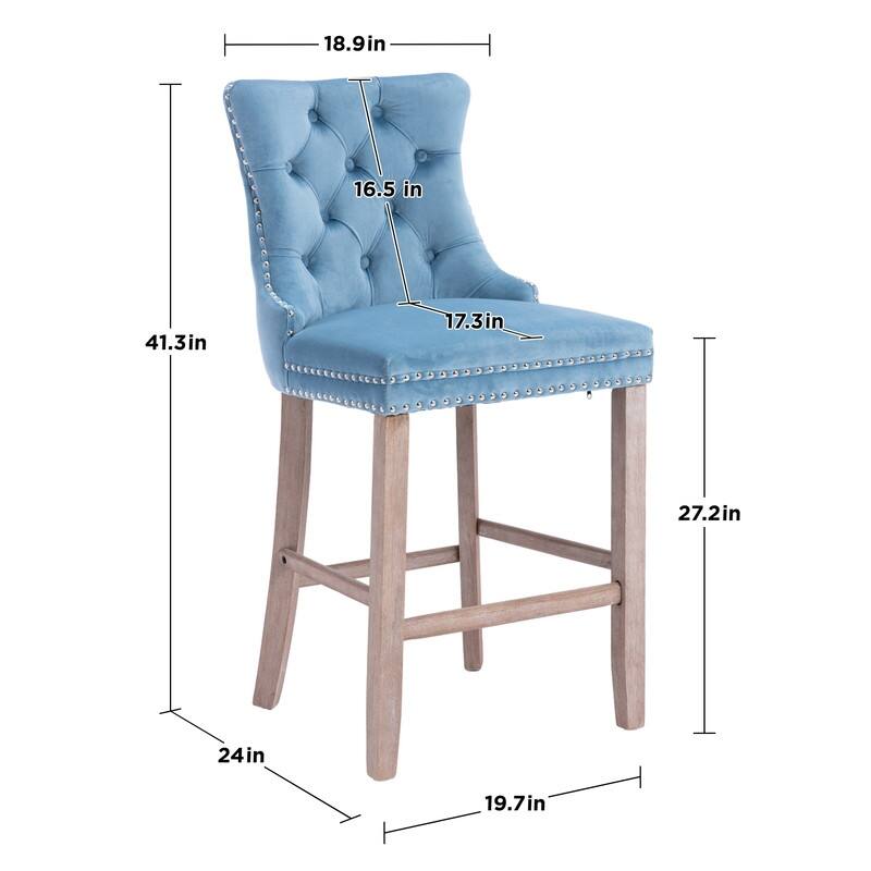 Contemporary Velvet Upholstered Counter Bar Stools Set of 4