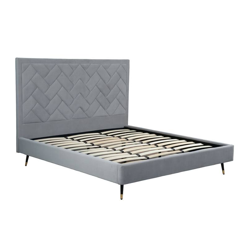 Manhattan Comfort Crosby Velvet Upholstered Bed