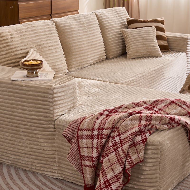 XIZZI Modern Plush Sectional Chaise Couch with Bean Bag Chair