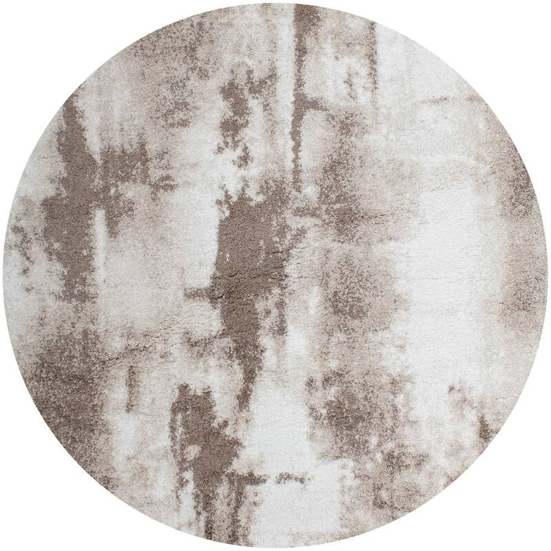 Noori Rug Lux Zara Abstract 2-Inch Shag Rug - 5'0" x 5'0" - Beige/Brown