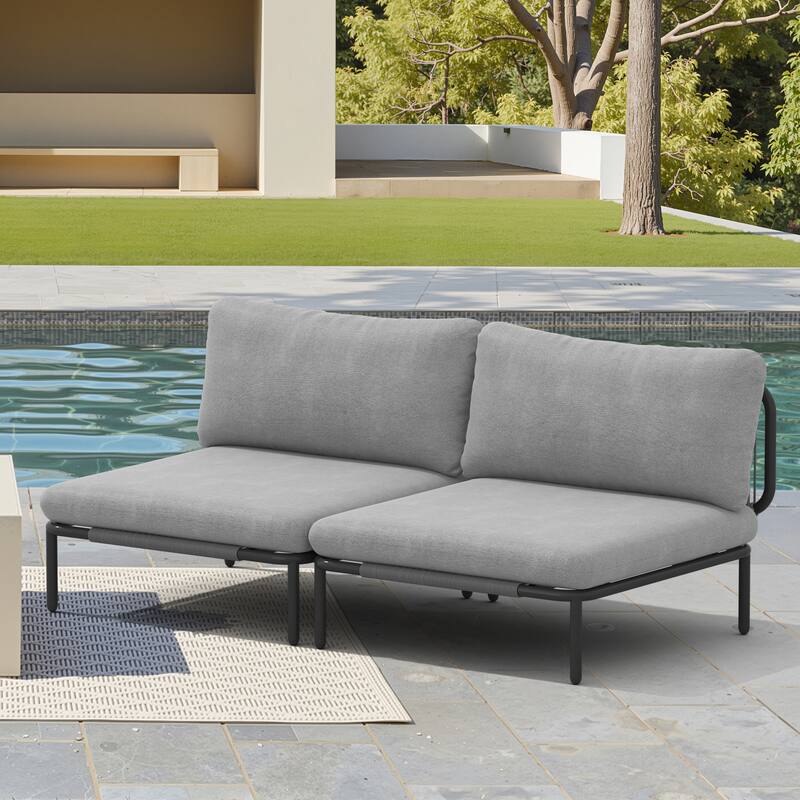 DIY Patio Furniture Outdoor Cushion Sectional Sofa Free Combination Set - DarkGrey