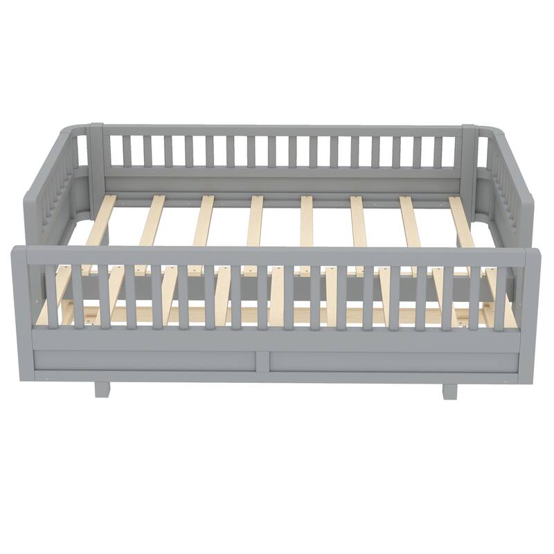 Roomfitters Convertible Floor Bed, Expandable Solid Wood Platform Frame