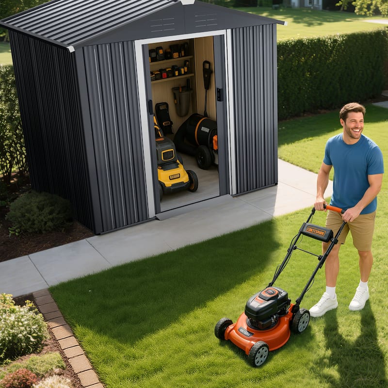 Metal Outdoor Garden Shed Storage Tool Shed with Sliding Doors