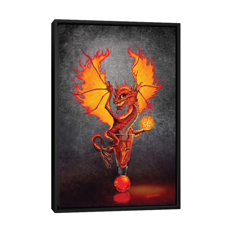 iCanvas "Fireball Dragon" by Stanley Morrison Framed Canvas Print - Black - 48x32