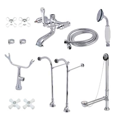 Kingston Brass Vintage Floor Mounted Clawfoot Tub Filler with Built-In