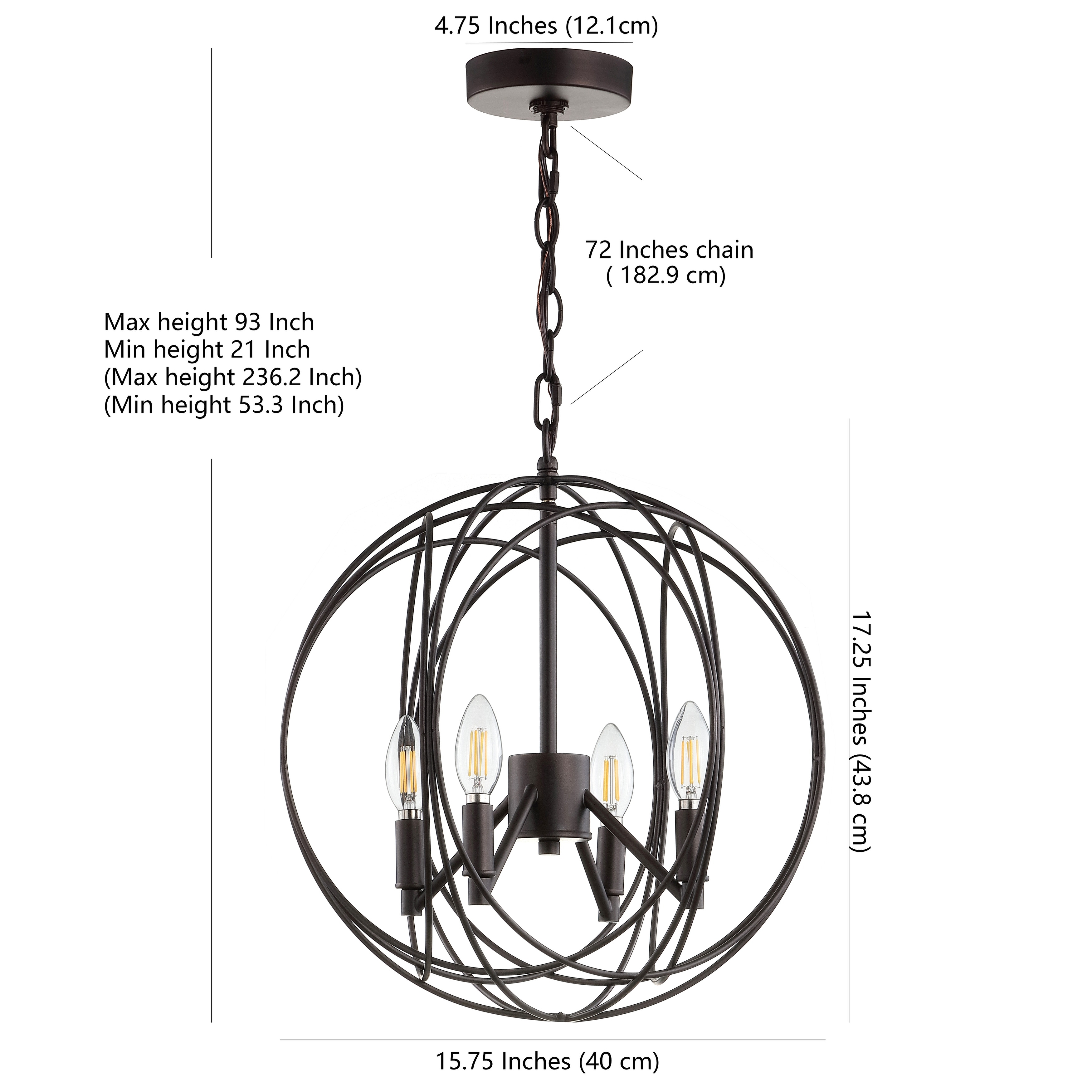 SAFAVIEH Lighting Cason Adjustable 4-light LED Brass Pendant -  15.8