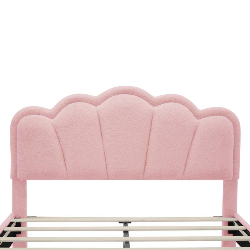 Upholstered bed with LED lights