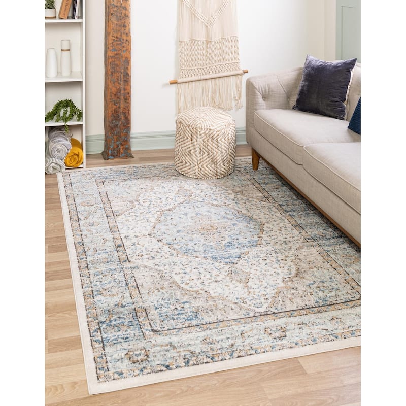 Traditional Jeopok Collection Area Rug - Blue - 2'x3'