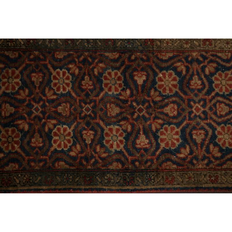 Pre-1900 Antique Kashan Mohtasham Persian Rug Handmade Wool Carpet - 4'4" x 6'5"