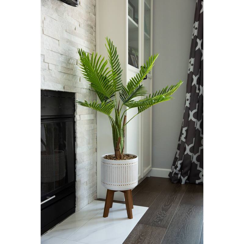 Areca Palm 4-foot Planter on Wood Stand - ONE-SIZE