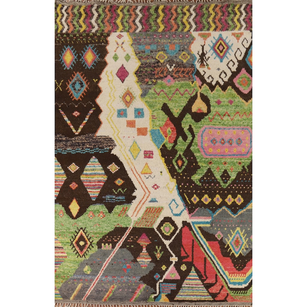 Plush Moroccan Oriental Area Rug Hand-Knotted Wool Carpet - 8'11" x 12'7"