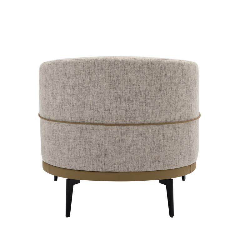 Modern 28.9" Two-tone Barrel Fabric Chair with Broad and Thick Cushion and Sturdy Metal Legs for Living Room
