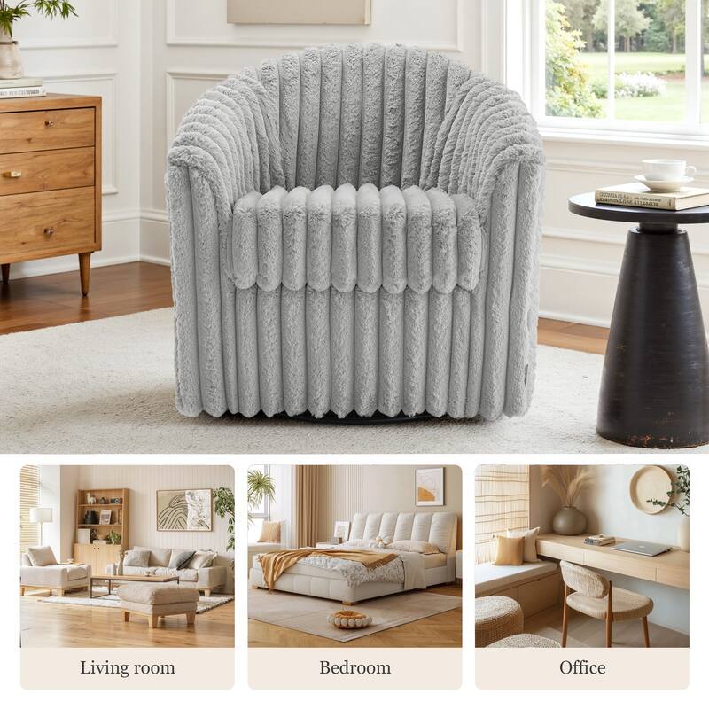 Modern Cotton Flannel Swivel Accent Chair Plush Barral Chair