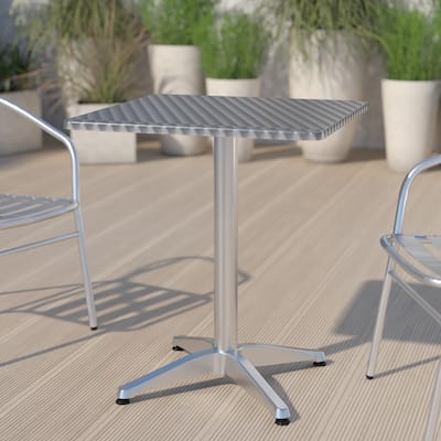 23.5" Square Aluminum Smooth Top Indoor-Outdoor Table with Base