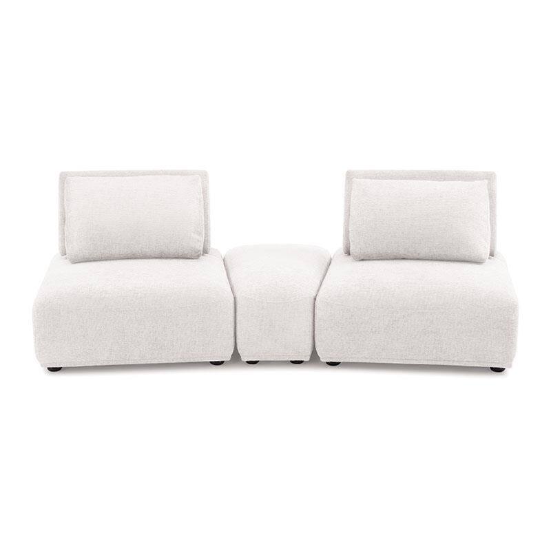 Stavan Modular Curved 2 Seat Sofa, White Boucle, Adjustable Seat Depth