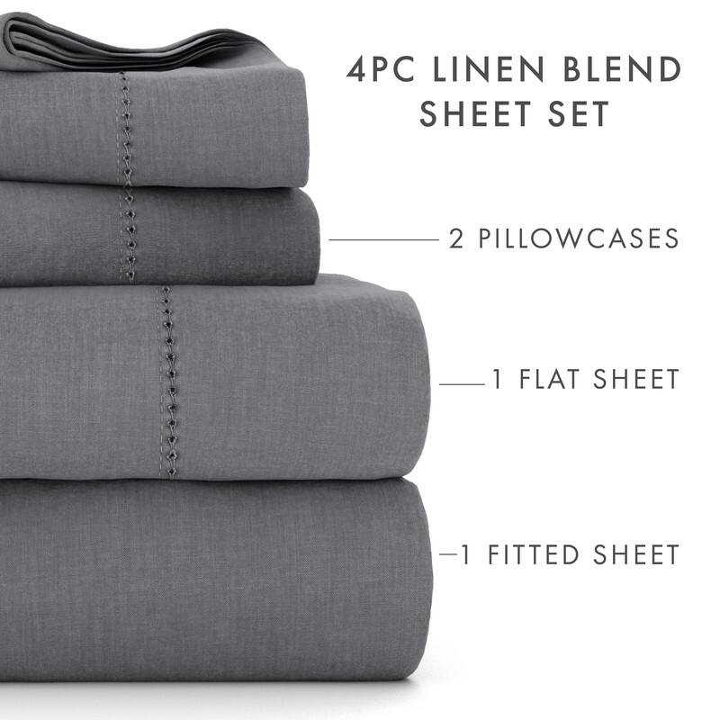 Rebecca Minkoff Soft Luxury Linen Blend 4pc Sheet Set Bed Bath