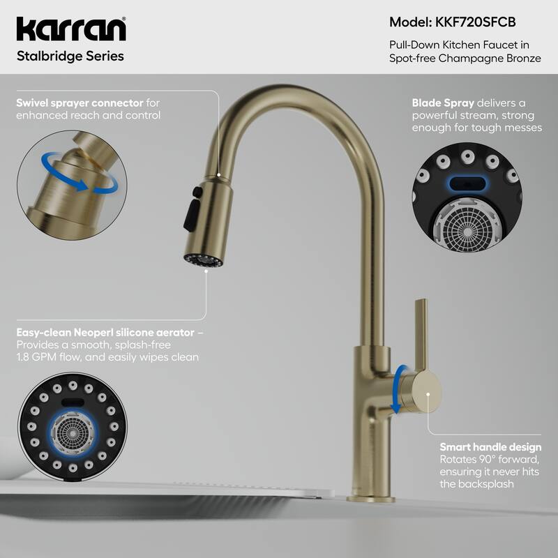 Karran Stalbridge Single Handle Pull-Down Sprayer Kitchen Faucet