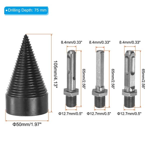 7Pcs Firewood Log Splitter Drill Bit Electric Drills Screw Cone Driver ...