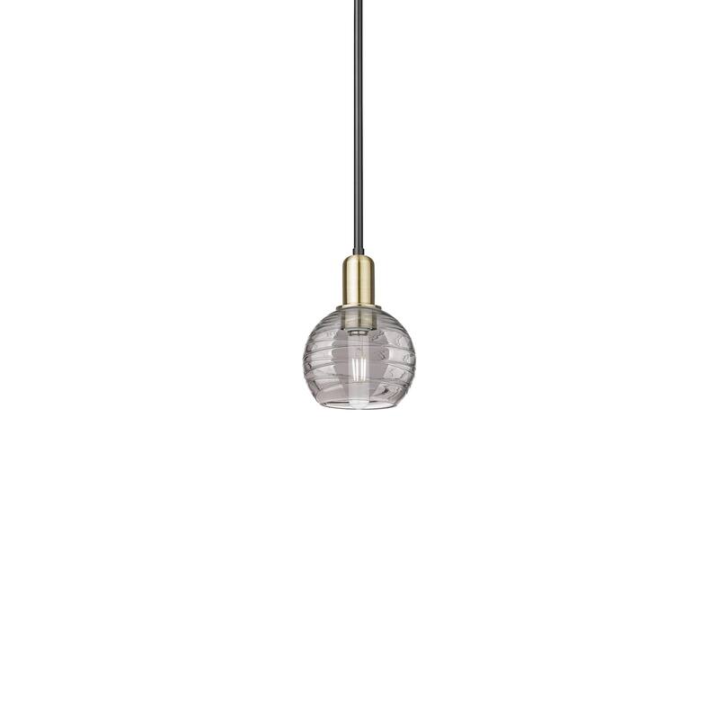 Innovations Lighting 716-1S-8-6 Athens Deco Swirl Pendant Athens Deco - Black Antique Brass / Light Smoke Deco Swirl