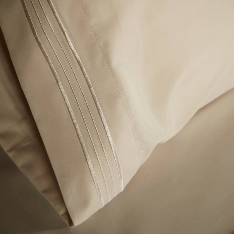 Authentic Hotel and Spa 1800 TC Brushed Microfiber Sheet Set with 4 Line Embroidery