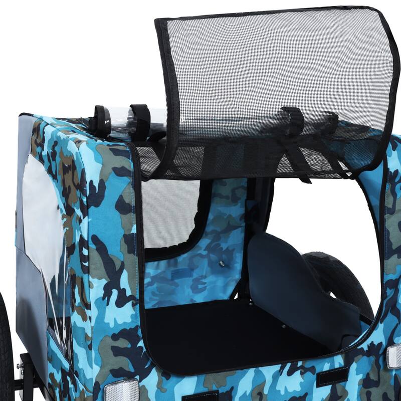 Outdoor Collapsible Pet Bike Trailer With 16-Inch All-Terrain Wheels & Universal Hitch-Foldable Dog/Cargo Carrier Cart
